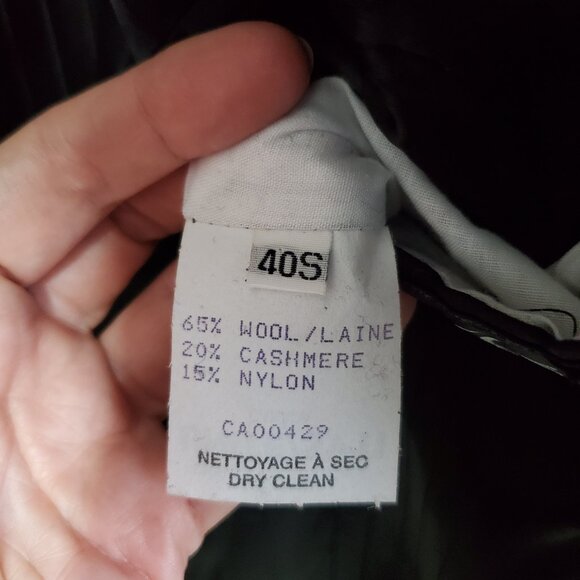 DIESSE Vintage Cashmere Wool Blend Duster Pea Coat Trench Jacket Black Womens XL - Picture 12 of 16